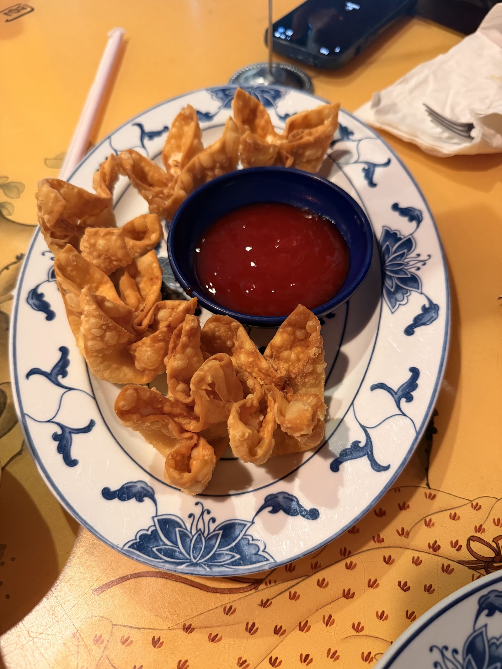 Crispy fried crab rangoon with sweet chili dipping sauce